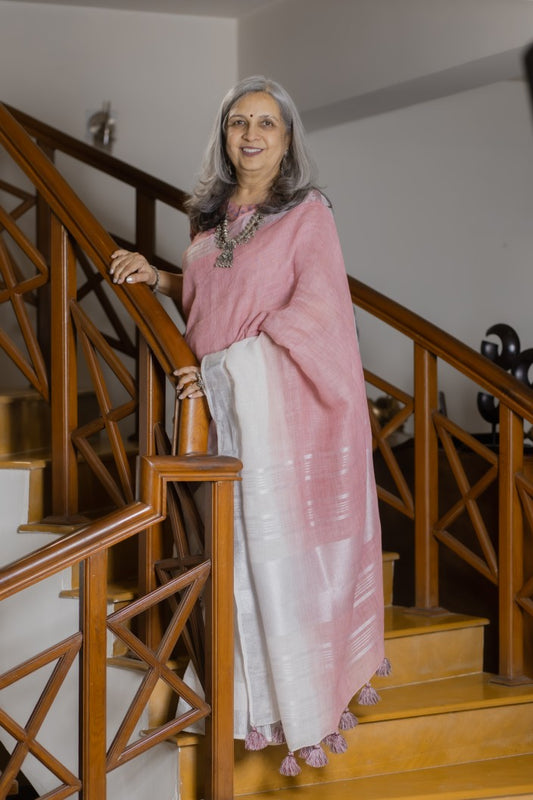 Lilac Mist Linen Saree