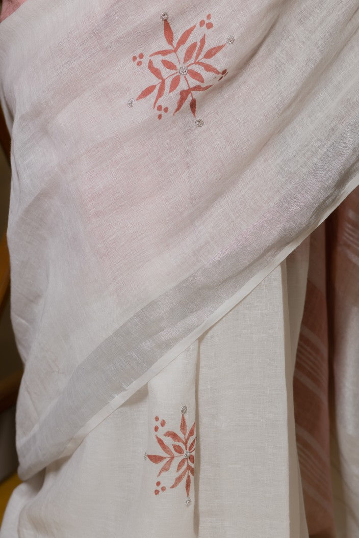 Lilac Mist Linen Saree