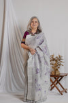 Purple Lotus Linen Saree