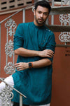 Linen Asymmetric Button Placket Kurta for Men