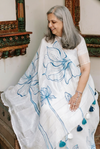 Azure Bloom Linen Saree