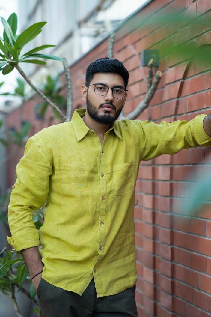 Olive Citrus Linen Shirt