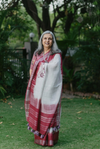 Crimson Vine Linen Saree