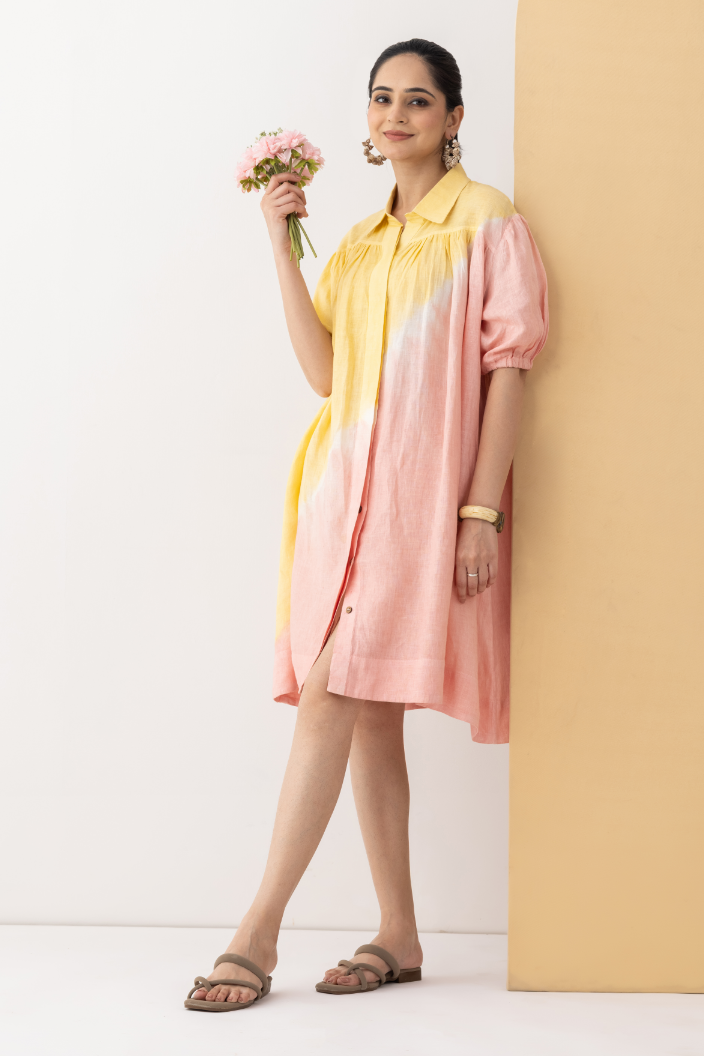 Sunblush Ombre Linen Dress