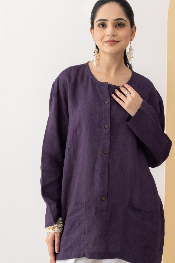 Midnight Plum Linen Co-Ord Set