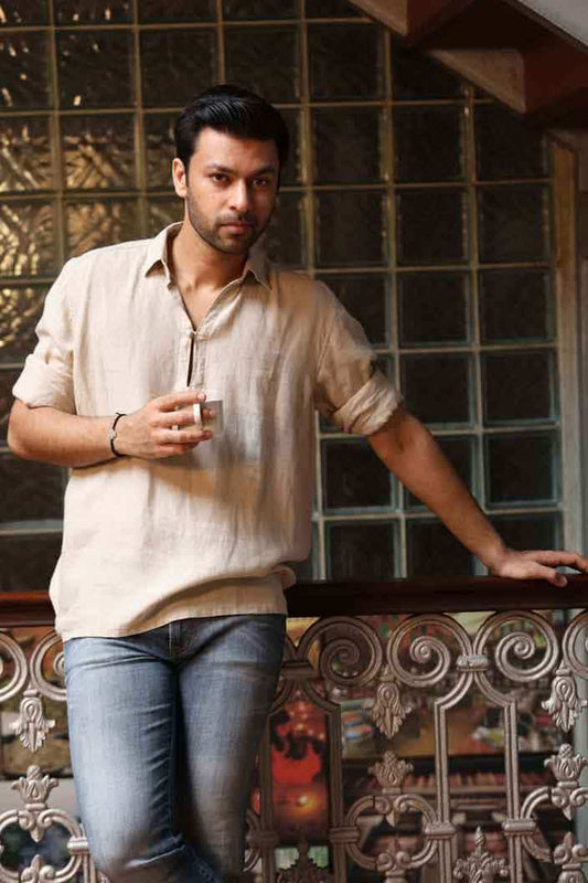 Linen Button Style Collar Shirt for Men