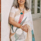 Ivory Bloom Linen Saree