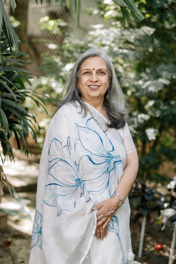 Azure Bloom Linen Saree