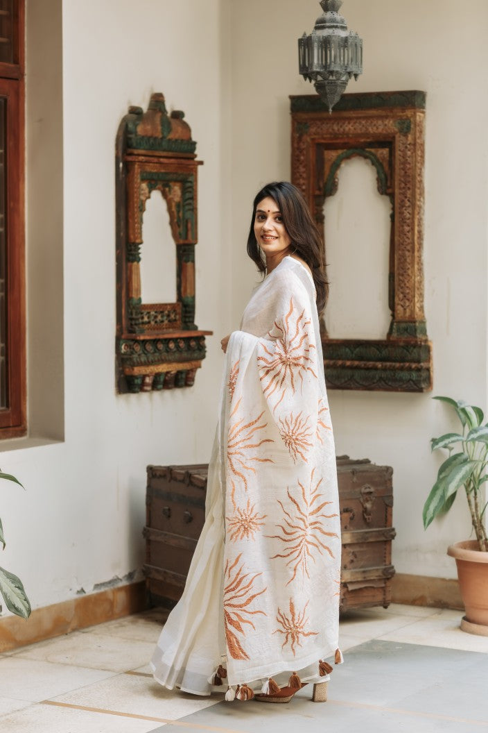 Sunburst Linen Saree