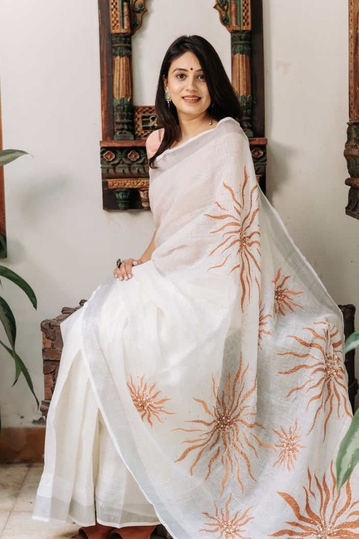 Sunburst Linen Saree