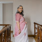 Lilac Mist Linen Saree