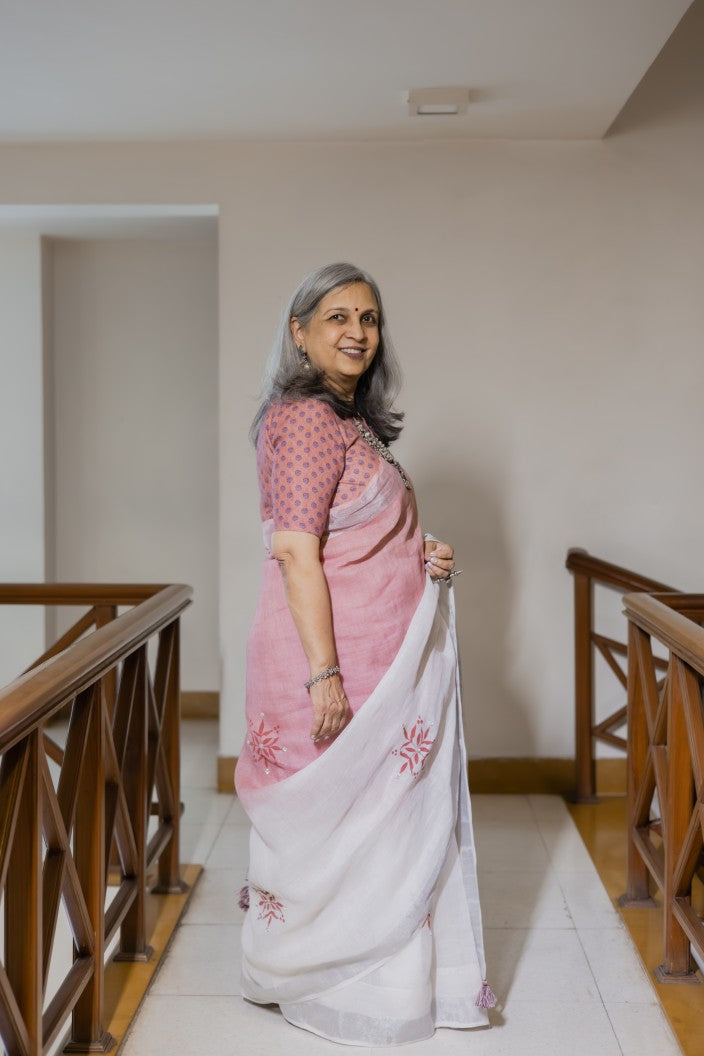 Lilac Mist Linen Saree