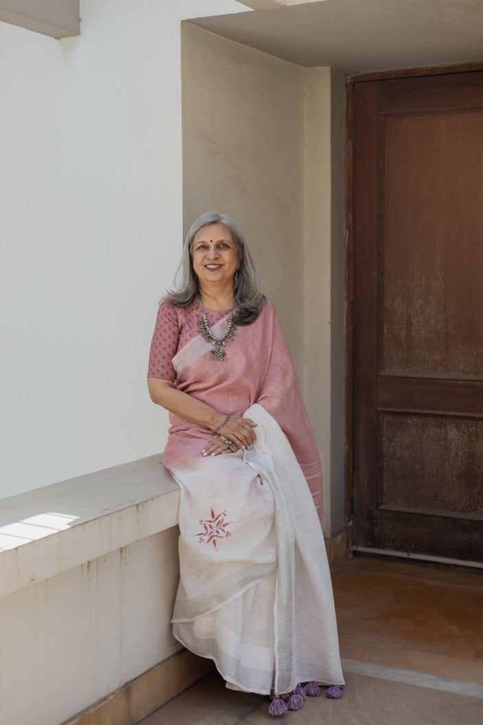 Lilac Mist Linen Saree