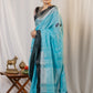 Aqua Noir Linen Saree