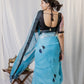 Aqua Noir Linen Saree