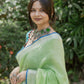 Verdant Bloom Linen Saree