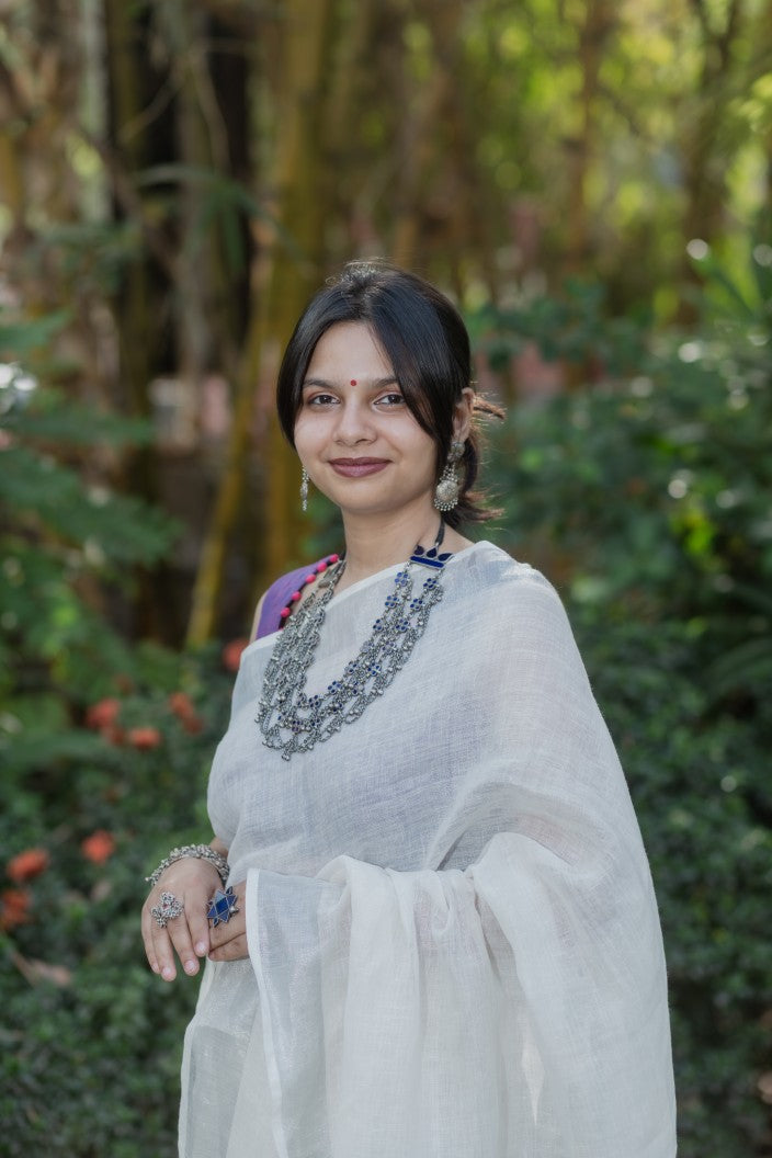 Plum Mandala Linen Saree