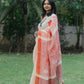 Cream Lotus Blush Linen Saree