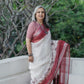 Crimson Vine Linen Saree