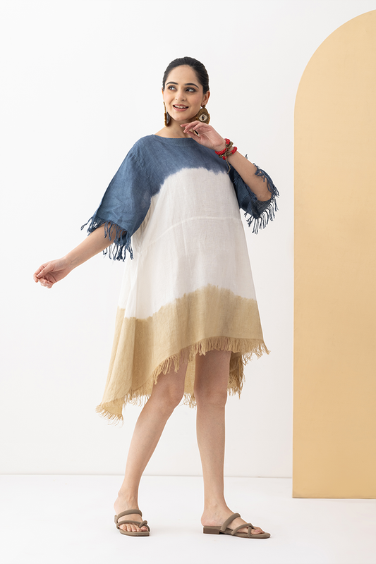 Indigo Sand Drift Linen Dress