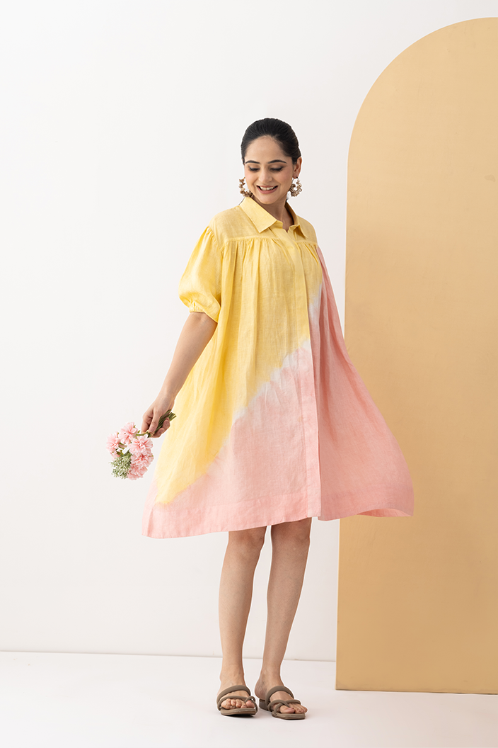 Sunblush Ombre Linen Dress
