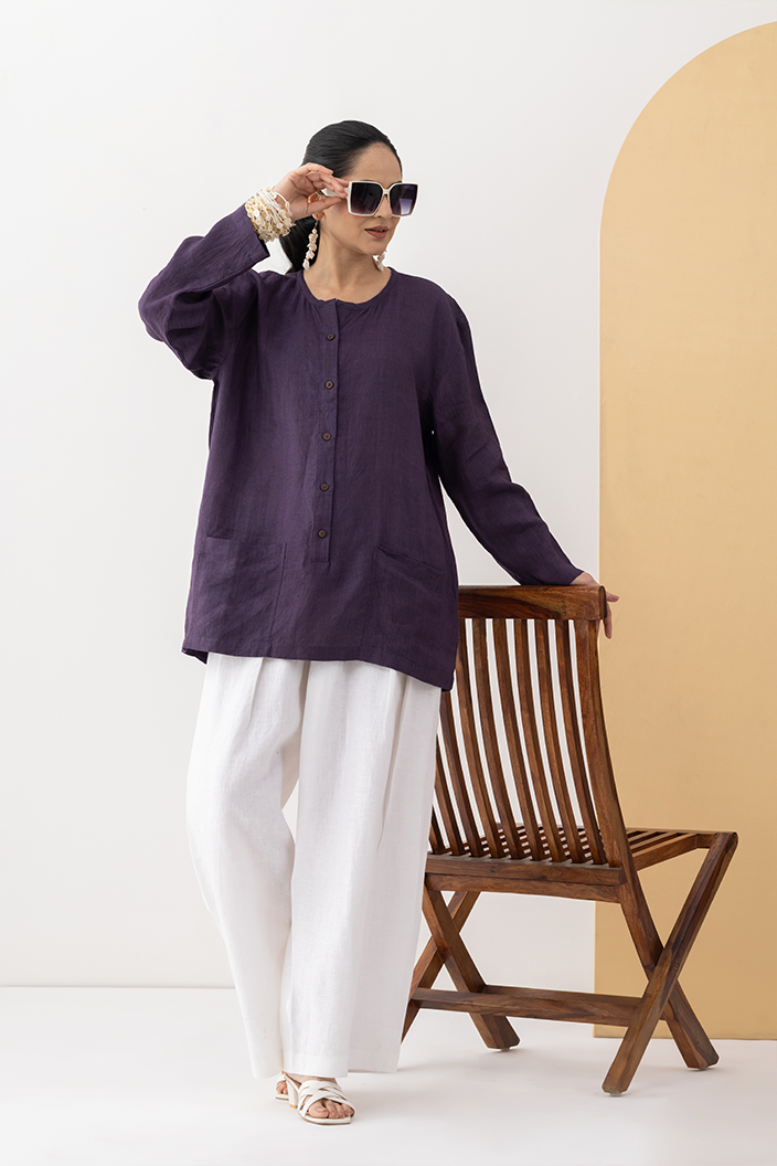 Midnight Plum Linen Co-Ord Set