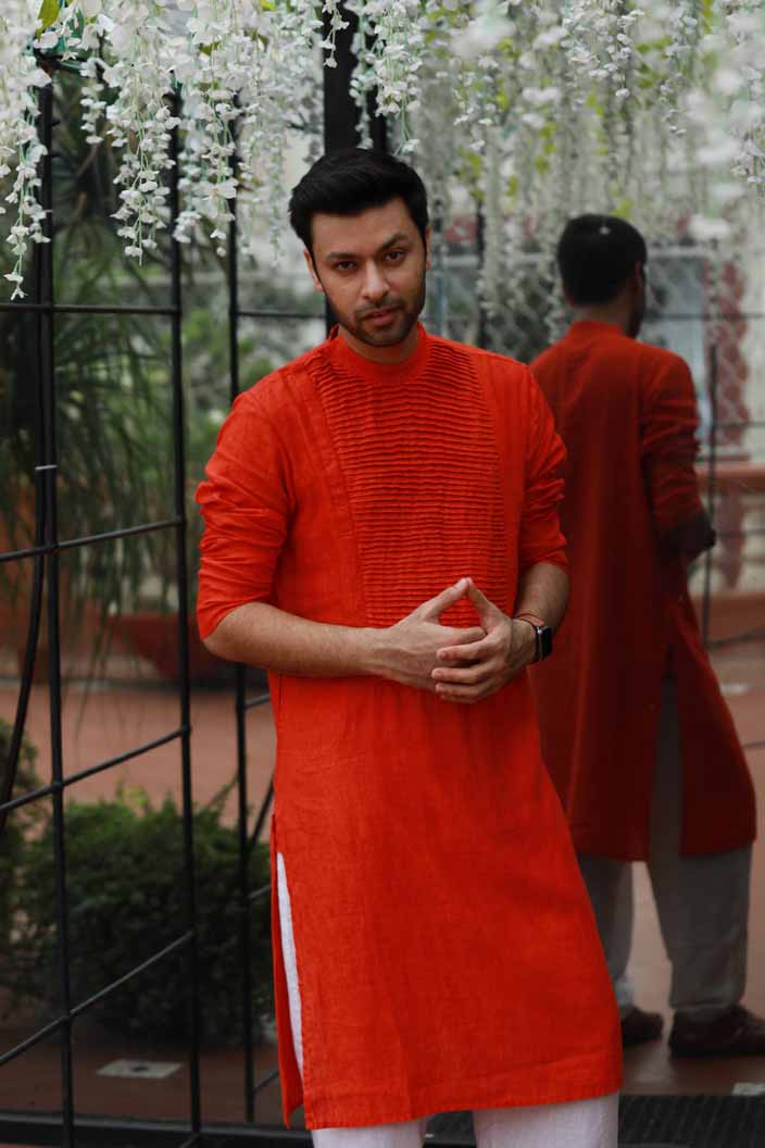 Linen Tucks Kurta for Men