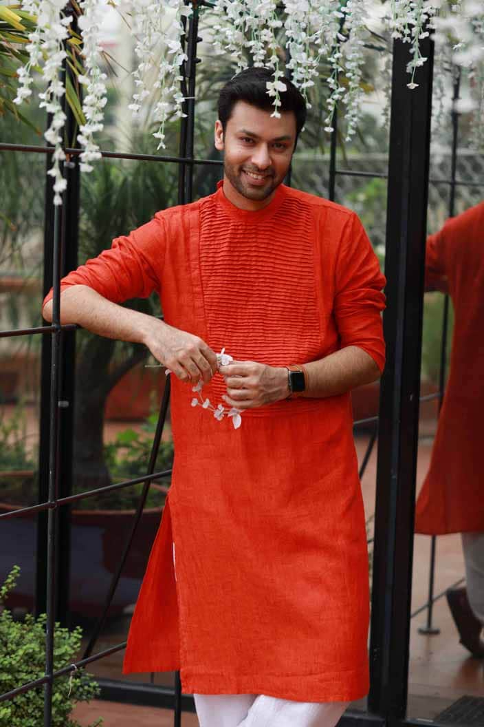 Linen Tucks Kurta for Men