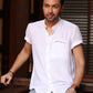 Linen Classic Mandarin Collar Shirt for Men