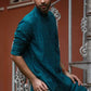 Linen Asymmetric Button Placket Kurta for Men