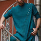 Linen Asymmetric Button Placket Kurta for Men