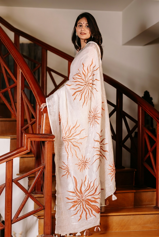Sunburst Linen Saree