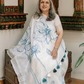 Azure Bloom Linen Saree