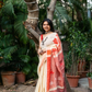 Cream Lotus Blush Linen Saree