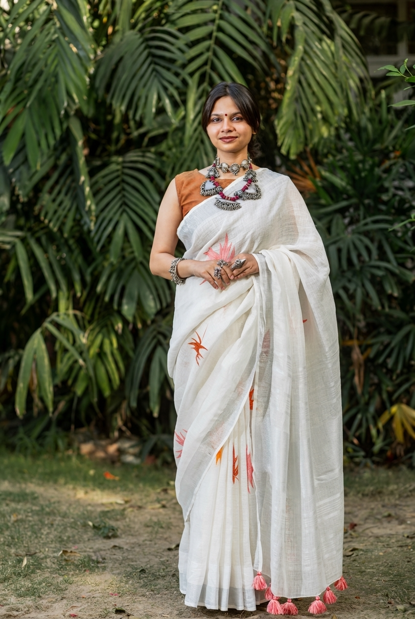 Maple Linen Saree