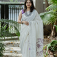 Plum Mandala Linen Saree