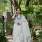 Plum Mandala Linen Saree