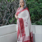 Crimson Vine Linen Saree