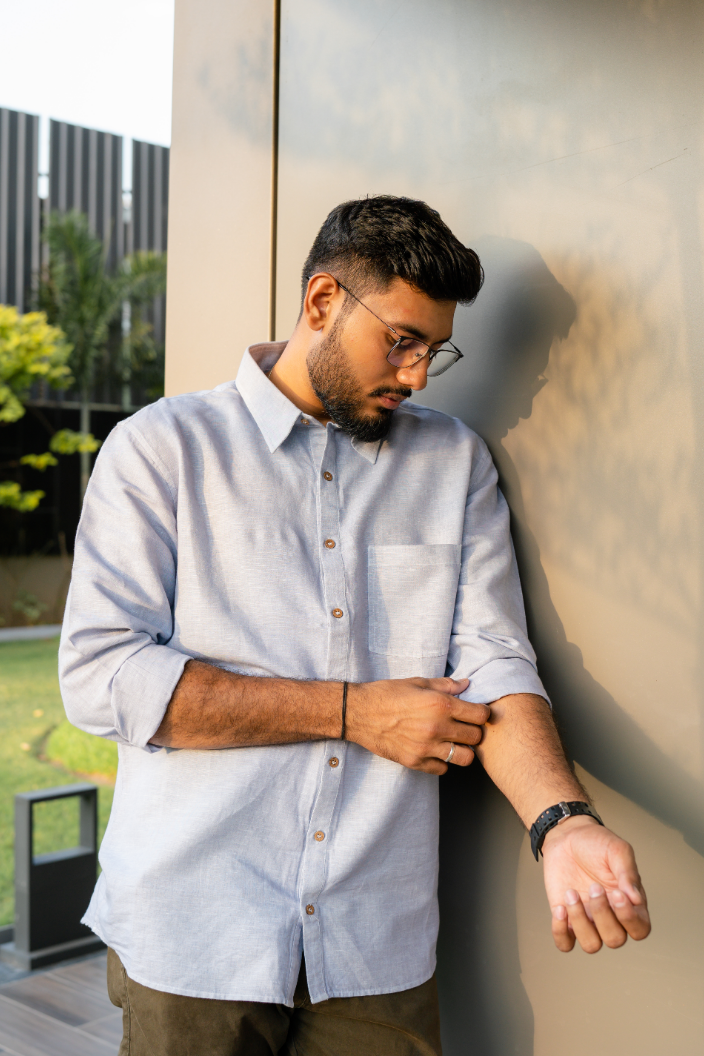 Mist Blue Linen Shirt