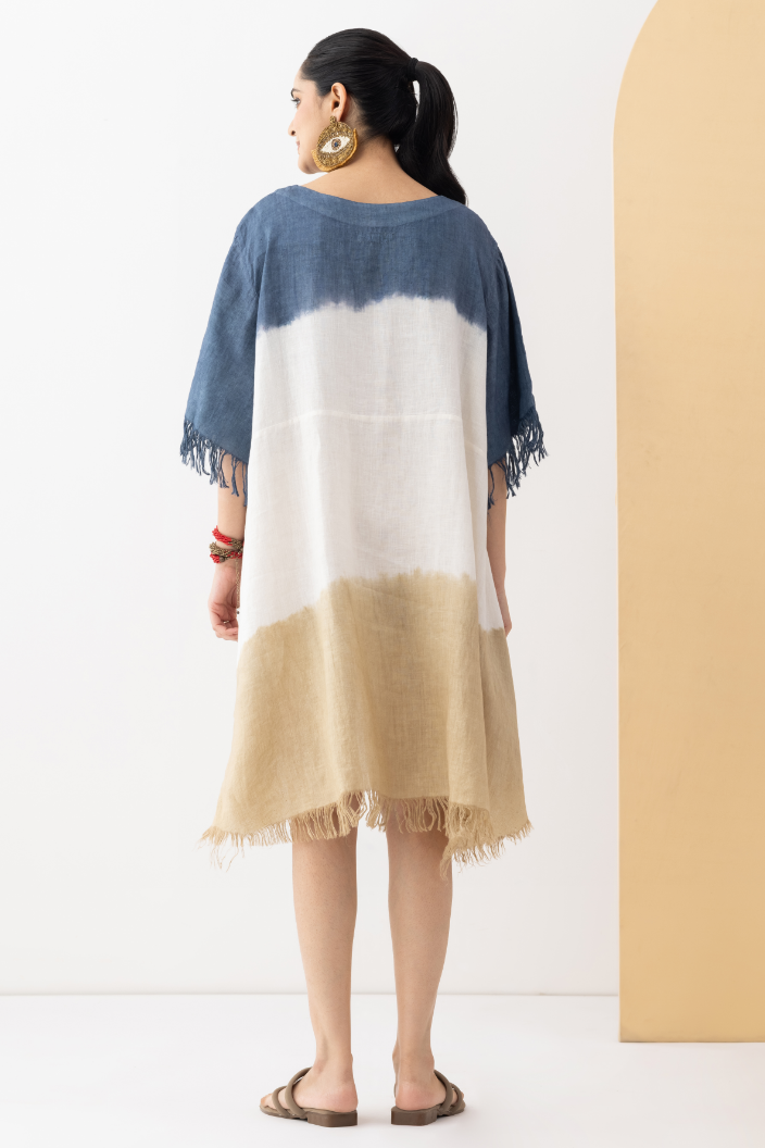 Indigo Sand Drift Linen Dress