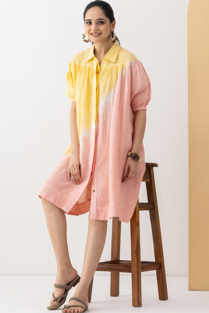 Sunblush Ombre Linen Dress