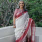 Crimson Vine Linen Saree