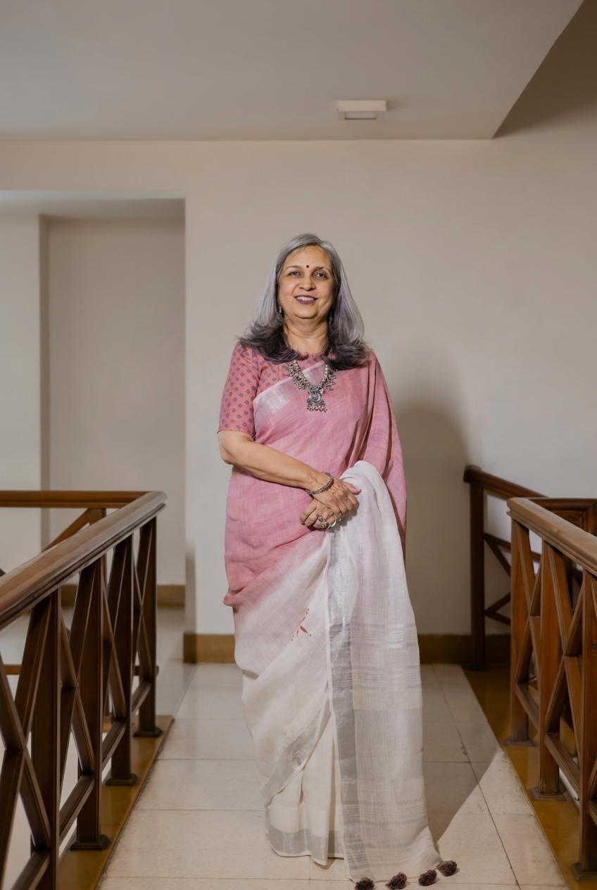 Lilac Mist Linen Saree