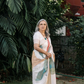 Ivory Bloom Linen Saree
