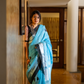 Aqua Noir Linen Saree