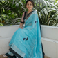 Aqua Noir Linen Saree