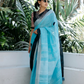 Aqua Noir Linen Saree